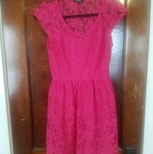 Hot pink, lace, skater dress